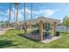 Park featuring covered picnic tables, green lawn, and lake views on a sunny day at 3151 Soaring Gulls Dr # 1023, Las Vegas, NV 89128