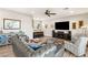 Open-concept living room with modern furnishings and a stylish wet bar, perfect for entertaining guests at 352 Dandelion Brook Ct, Las Vegas, NV 89148