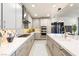 Modern kitchen with an island, stainless steel appliances, and stylish backsplash at 4140 Coneflower St, Las Vegas, NV 89135