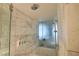 Shower showcasing luxury marble tiling, modern shower fixtures, and glass shower enclosure at 4381 W Flamingo Rd # 3616, Las Vegas, NV 89103