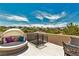 Stylish rooftop patio features seating, a shaded daybed and panoramic views at 5079 Mountain Top Cir, Las Vegas, NV 89148