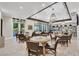 Cozy cafe area featuring round tables, comfortable chairs, decorative lighting, and a view of outdoor greenery at 720 Webber Park St, Henderson, NV 89011