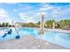 Community pool featuring clear blue water, a chair lift, and umbrellas for relaxation on sunny days at 720 Webber Park St, Henderson, NV 89011
