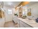 Modern bathroom with dual vanities, sleek fixtures, and a bright, airy feel with a walk-in closet at 799 Calm Crystal Ct # Lot 142, North Las Vegas, NV 89081