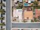 An aerial view of a single Gathering house with a well-maintained front yard and mature landscaping at 10301 Bent Brook Pl, Las Vegas, NV 89134