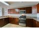 This kitchen has custom cabinets, stainless steel appliances, and granite countertops at 150 Las Vegas Blvd # 2003, Las Vegas, NV 89101