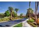 Street view showcases lush landscaping and palm trees lining the road for an attractive, community setting at 248 Windmill Croft Dr, Las Vegas, NV 89148