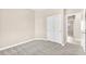 This bedroom has neutral carpet and a double closet at 3521 Discovery Downs Ct, North Las Vegas, NV 89081