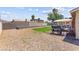 Expansive backyard with a mix of gravel and manicured lawn, plus a patio area for outdoor entertaining at 421 Carlin Ave, Las Vegas, NV 89110
