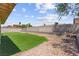 Spacious backyard featuring gravel landscaping, artificial turf, and a concrete block perimeter at 421 Carlin Ave, Las Vegas, NV 89110