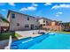 Backyard with an inground pool, synthetic grass, and an outdoor kitchen at 7194 Clear Range Ave, Las Vegas, NV 89178