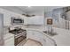 Bright kitchen features white cabinets, stainless steel appliances, and sleek countertops at 76 Stock Option St # 2, Henderson, NV 89074