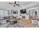 The living room showcases a fireplace, wood floors, and lots of natural light at 7929 Ben Hogan Dr, Las Vegas, NV 89149