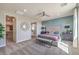 Main bedroom with ensuite bathroom, walk-in closet, and ceiling fan at 1220 Eva Creek Dr # 35, North Las Vegas, NV 89084
