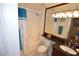 Bathroom featuring a shower-tub combo and updated vanity area at 270 E Flamingo Rd # 223, Las Vegas, NV 89169