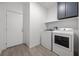 Functional laundry room with modern washer, dryer, and storage cabinets at 3706 Etendre Ct, Las Vegas, NV 89121