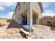 Outdoor patio with stone-paved floors, a picnic table and space for entertaining at 3854 Stadium Ave, Las Vegas, NV 89120