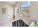 Hallway with modern decor, natural lighting, and views of the exterior landscape at 414 Tranquil Peak Ct, Henderson, NV 89012