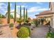 Serene backyard with a covered patio, lush greenery, and privacy trees perfect for relaxation and outdoor enjoyment at 7083 Seat Wall Rd, Las Vegas, NV 89148