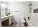 Modern bathroom featuring updated vanity, white counter tops and tiled shower at 745 N Royal Crest Cir # 141, Las Vegas, NV 89169