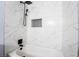 Beautiful bathroom features a white tiled shower and a matte black shower head at 745 N Royal Crest Cir # 141, Las Vegas, NV 89169