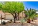 Single-story home with desert landscaping, tree, and rock features in the front yard at 9137 Big Plantation Ave, Las Vegas, NV 89143