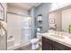 Modern bathroom with a glass-enclosed shower and stylish vanity with ample counter space at 1213 Dre Harbor Pl # Lot 83, North Las Vegas, NV 89084