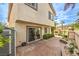 Backyard featuring mature trees, a privacy wall, patio, and a shed at 170 Wicked Wedge Way, Las Vegas, NV 89148