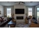 Bright living room featuring a fireplace and large windows that let in plenty of natural light at 32 Via Del Fiume, Henderson, NV 89011