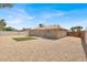 Large backyard with gravel landscaping, concrete patio, and block wall fencing for privacy at 4270 Wendy Ln, Las Vegas, NV 89115