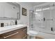 Modern bathroom featuring a new sink, framed mirror, and glass door enclosed shower at 4990 Spring Oak St, Las Vegas, NV 89120