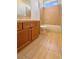 Bathroom with vanity, tile floors, and shower and tub combination at 9319 Bronze River Ave, Las Vegas, NV 89149