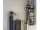 Close-up of a utility room with a water heater and a water softener system, ensuring comfort and convenience at 9629 Toy Soldier St, Las Vegas, NV 89178