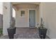 Inviting front entrance with stylish potted plants and a modern door, offering a warm welcome at 9917 Fletcher Peak Ave, Las Vegas, NV 89178