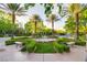 Charming neighborhood entrance with a decorative water feature and manicured landscaping at 10717 Beringer Dr, Las Vegas, NV 89144