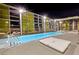 Rooftop pool at night with city skyline views and lounge seating at 3722 Las Vegas Blvd # 2709, Las Vegas, NV 89158