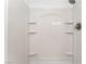 Bathroom shower includes recessed shelves for added storage space and convenience at 508 Purcell Dr, Las Vegas, NV 89107