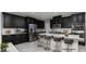 Modern kitchen with black cabinetry, stainless steel appliances, and a marble-look island at 1015 Solana Crest St, Henderson, NV 89052