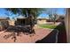 The backyard features a spacious, drought-tolerant landscape, ideal for outdoor entertaining and easy maintenance at 3219 Bluebird St, Las Vegas, NV 89121