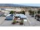 Overhead view of home, detached garage, and desert landscaping on an expansive lot at 3581 Mallard Ave, Pahrump, NV 89048