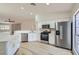 Bright kitchen featuring stainless steel appliances, white cabinetry, and wood-look flooring at 5529 Cranwood Ct, Las Vegas, NV 89130