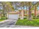 Inviting two-story home with a two-car garage, manicured lawn, and mature trees at 8411 Carmel Ridge Ct, Las Vegas, NV 89113