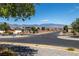 A quiet neighborhood street featuring well-maintained homes with mountain views and lush greenery at 111 Magnolia Blvd, Pahrump, NV 89048