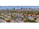 Aerial view showcases the neighborhood and stunning Las Vegas skyline at 1601 Eaton Dr, Las Vegas, NV 89102