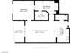 Here is a floor plan depicting a bedroom, bathroom, kitchen, living/dining room and balcony at 200 W Sahara Ave # 1703, Las Vegas, NV 89102
