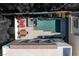 Aerial view of backyard with pool, hot tub, and outdoor dining area at 2672 Mystere Ct, Las Vegas, NV 89117
