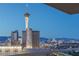 Striking view of the Stratosphere Hotel from the home's balcony at 2777 Paradise Rd # 1105, Las Vegas, NV 89109
