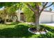 Beautifully landscaped front yard with vibrant greenery and a charming walkway to the home at 4521 Crimson Leaf Dr, Las Vegas, NV 89130