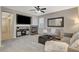 Cozy living room with fireplace, TV, plush seating, and neutral décor at 7042 Grand Junction Ave, Las Vegas, NV 89179
