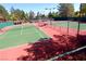 Enjoy a match on these well-maintained tennis courts with lush green surroundings at 8720 Prairie Hill Dr, Las Vegas, NV 89134